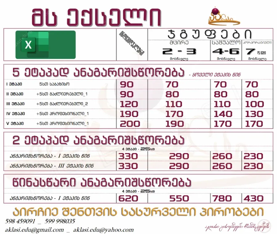 MS Excel ექსელი